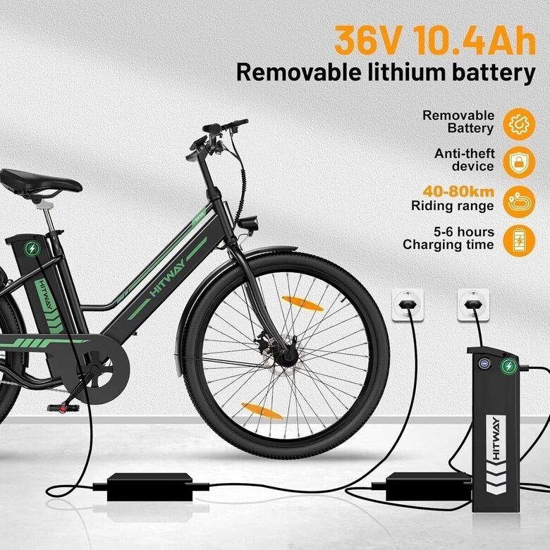  Hitway BK8SP Elektriskais velosipēds, 26x2.35", 250W, 36V 10.4Ah