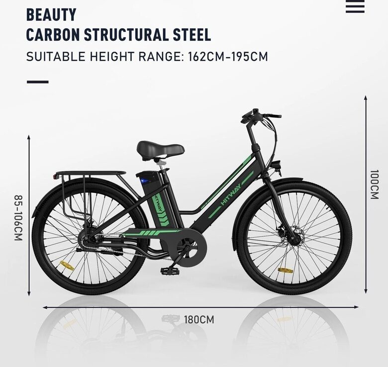  Hitway BK8SP Elektriskais velosipēds, 26x2.35", 250W, 36V 10.4Ah
