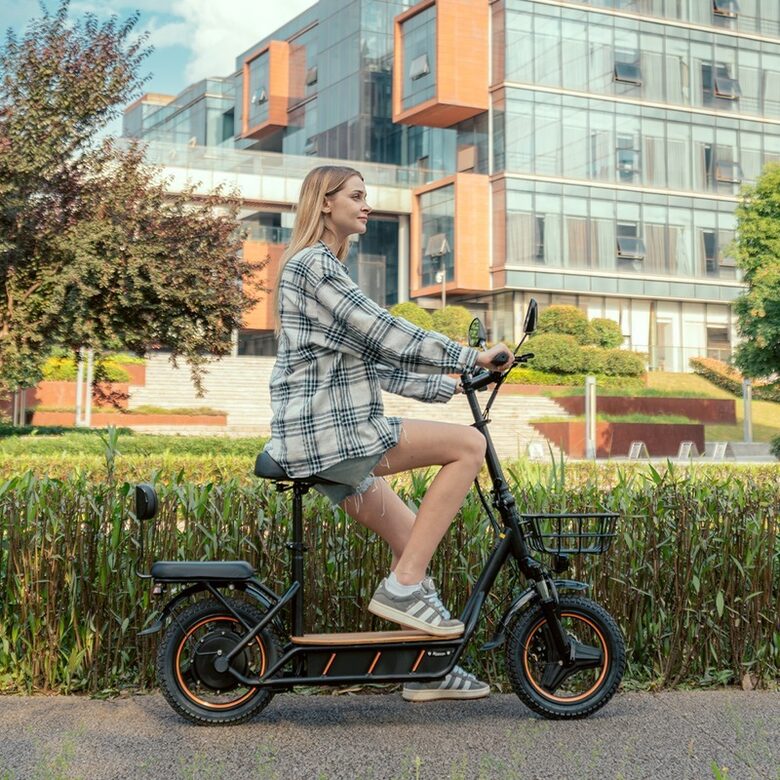 Kugoo Kirin (KuKirin) C1 Pro 26Ah Elektriskais skrejritenis ar sēdekli un bagāžnieku, 48V, 26Ah, 500W, 14" 
